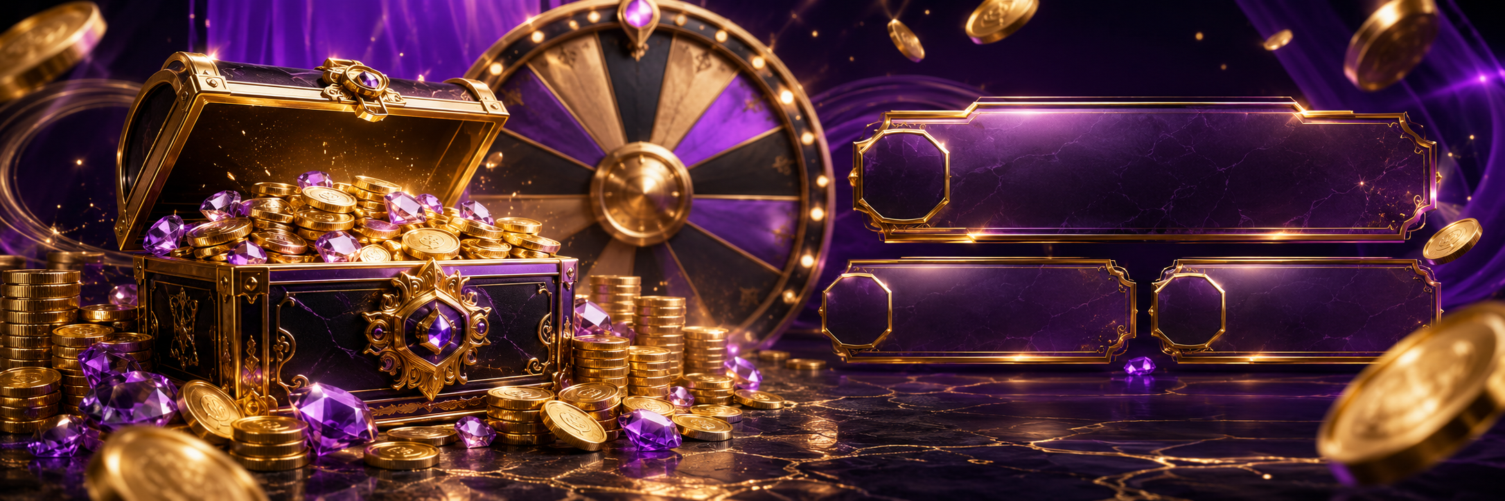 Rương kho báu và các bảng ghi chú slot màu tím vàng
